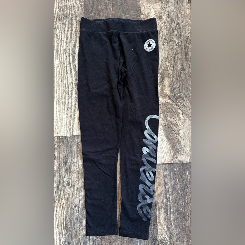 LG Kids Black Leggings with Silver Script